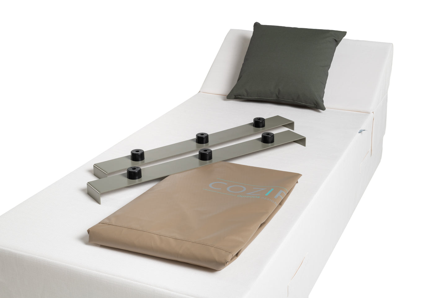 SUN PACK UMBRELLA | 1 Lit de piscine COZIP une place 200x88xh38cm + 1 coussin 50x50cm+ 1 Housse de protection + 2 Piètements 88cm