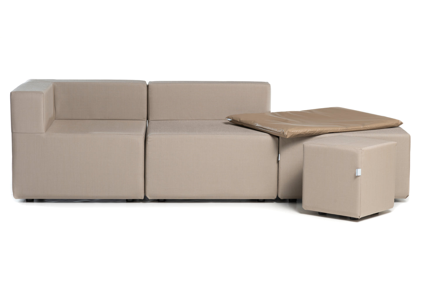 Sun pack canapé extérieur COZIP | 2 Fauteuils d'angle 80x80x40cms + 4 Fauteuils 80x80x40cms+ 1 pouf 40x40x40cms +1 pouf 80x80x40cms + 1 Housse de protection