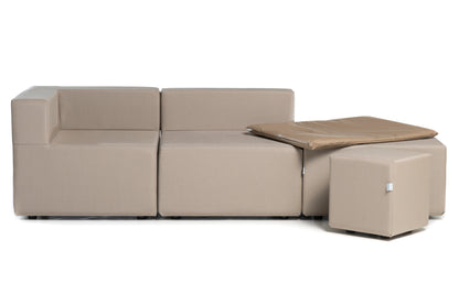 Sun pack canapé extérieur COZIP | 2 Fauteuils d'angle 80x80x40cms + 4 Fauteuils 80x80x40cms+ 1 pouf 40x40x40cms +1 pouf 80x80x40cms + 1 Housse de protection