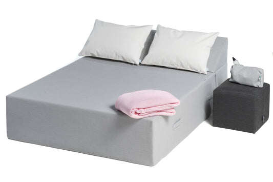 SUN PACK PALOMA POUF | 1 Lit de piscine COZIP deux places 180x140x38cm + 2 coussins 50x70 cm + 1 pouf 40x40cm
