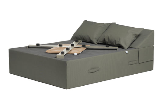 SUN PACK KONTIKI | 1 lit de piscine COZIP deux places 180x136xh38cm + 2 Coussins 50x50cm + 1 Housse de protection + 2 Piètements 136cm