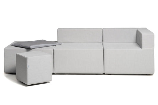 Sun pack canapé extérieur COZIP | 2 Fauteuils d'angle 80x80x40cms + 4 Fauteuils 80x80x40cms+ 1 pouf 40x40x40cms +1 pouf 80x80x40cms + 1 Housse de protection